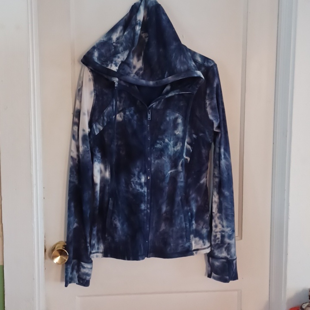 Queenieke running jacket blue tie dye fitted hooded jacket